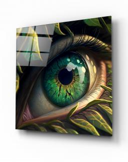 Yeşil Göz Dekoratif Cam Tablo